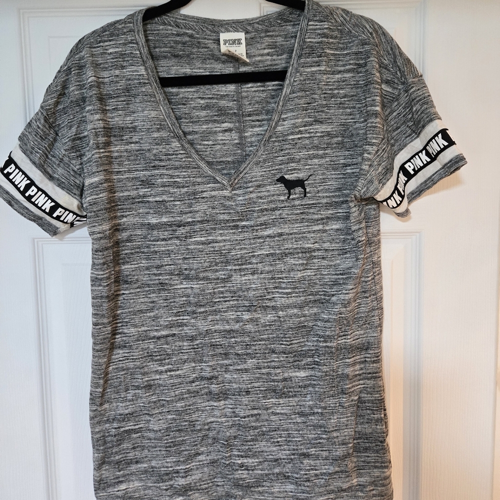 Victoria's Secret PINK Gray V-Neck Tee